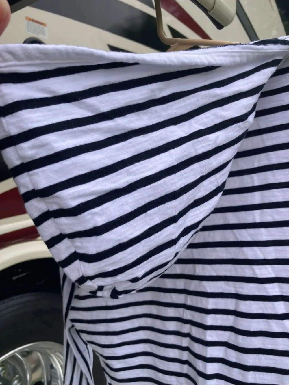 Banana Republic Cotton Hoodie Top Black White stripes size Medium